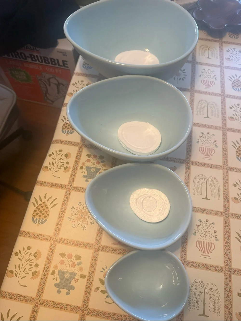 Nigella Lawson Living Kitchen egg-shaped nesting bowls in a robin's egg blue